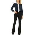 thumbnail image 2 of INSPIRE CHIC Women's Work Elegant Contrast Tie Collar Shirt Long Sleeves Office Blouse Navy Blue S, 2 of 5