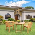 thumbnail image 5 of Teak Wood California Half Moon 3 Piece Outdoor Patio Dining Set, 2 Chairs and 36" Round Dining Table, 5 of 5