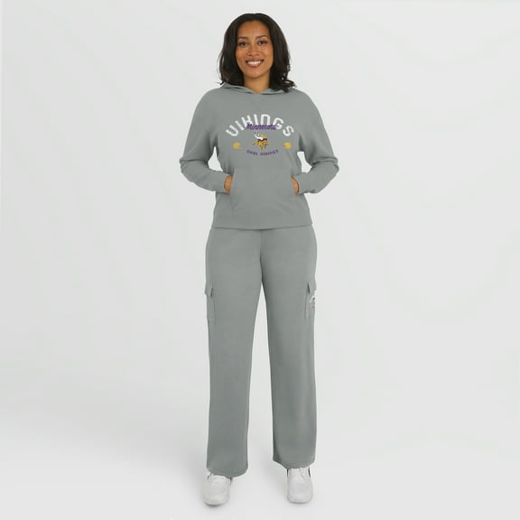 Women's WEAR by Erin Andrews Gray Minnesota Vikings Waffle-Knit Long Sleeve Hooded Shirt & Pants Lounge Set