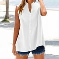 thumbnail image 2 of WRKEKC Summer Blouses for Women, Summer Tank Tops for Womens, Women's Casual Summer Button-Up Solid Color Sleeveless Casual Tank Tops, 2 of 9