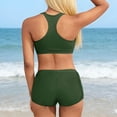 thumbnail image 7 of YTCAMLO 3 Piece Womens Swimsuits Modest Bathing Suits Casual Cross Back Tank Top and High Waist Shorts, Solid Color Quick Dry Swimwear, Army Green S, 7 of 7