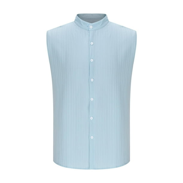 pstuiky Camisetas sin mangas para hombre, Camiseta sin mangas informal de cuello alto, lisa, cómoda y a la moda para hombre Chaleco de hombre l
