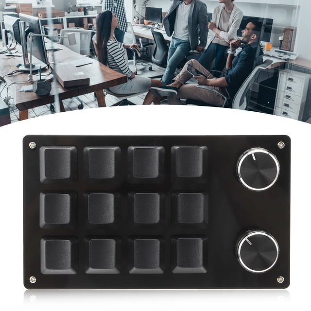 Clavier Mécanique Macro, Clavier de Jeu Portable Mini à 12 Touches Programmable à une Main, Clavier PC Multifonction Bricolage Prêt à l'Emploi avec Bouton de Réglage, Touches Express Personnalisées