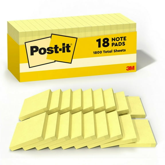 Post-it Notes, Cabinet Pack, 18 Pads, 3 in. x 3 in., Canary Yellow