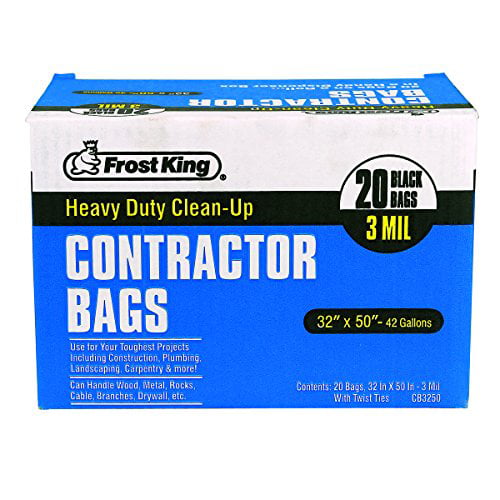 20 Bags Clear 32 x 50 x 3 mil Frost King 4CB3250CL CB3250C Boxed Heavy Duty Contractor Clean
