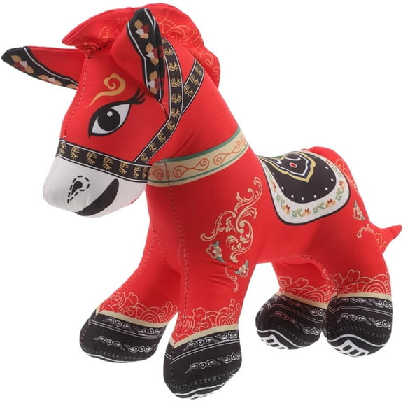 2026 Chinese Zodiac Horse Stuffed Animal Plush Doll, Soft and Huggable Mascot for 2026 Happy New Year Decoration, Lucky Gift for Realistic Household Plush Horse for Home Decor Indoor