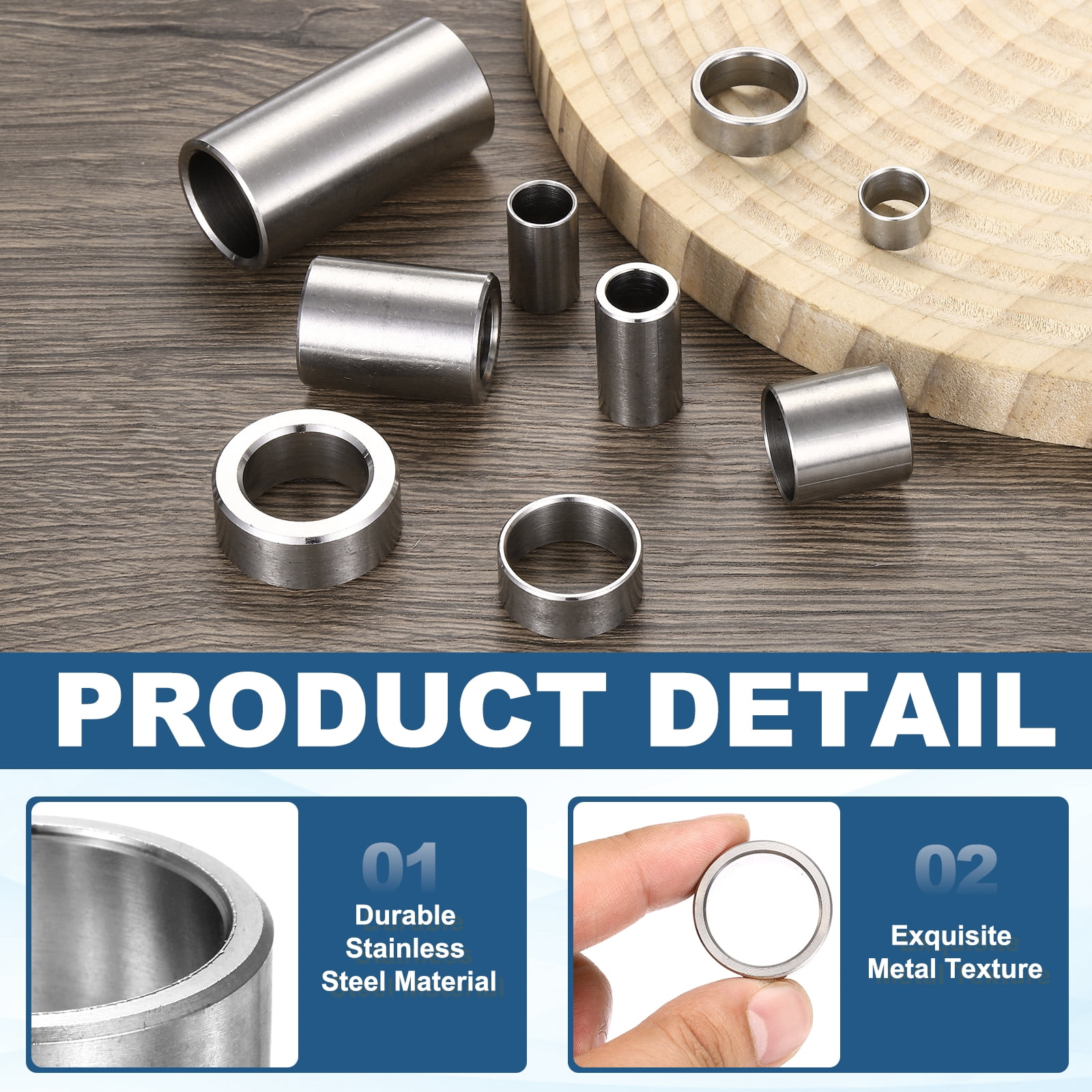 Uxcell 4pcs M20 Metal Spacers, M20 IDx25mm ODx50mm Length Stainless Steel Spacer Round Unthreaded Standoff Bushing Plain Finish for Screw Bolts, Silver 20x25x50mm