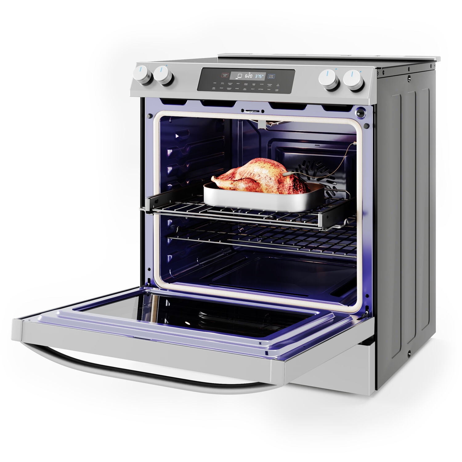 Midea 30-In Slide-In Electric Range with Wi-Fi Connectivity and Fan Convection, Stainless Steel,  MES30S2AST