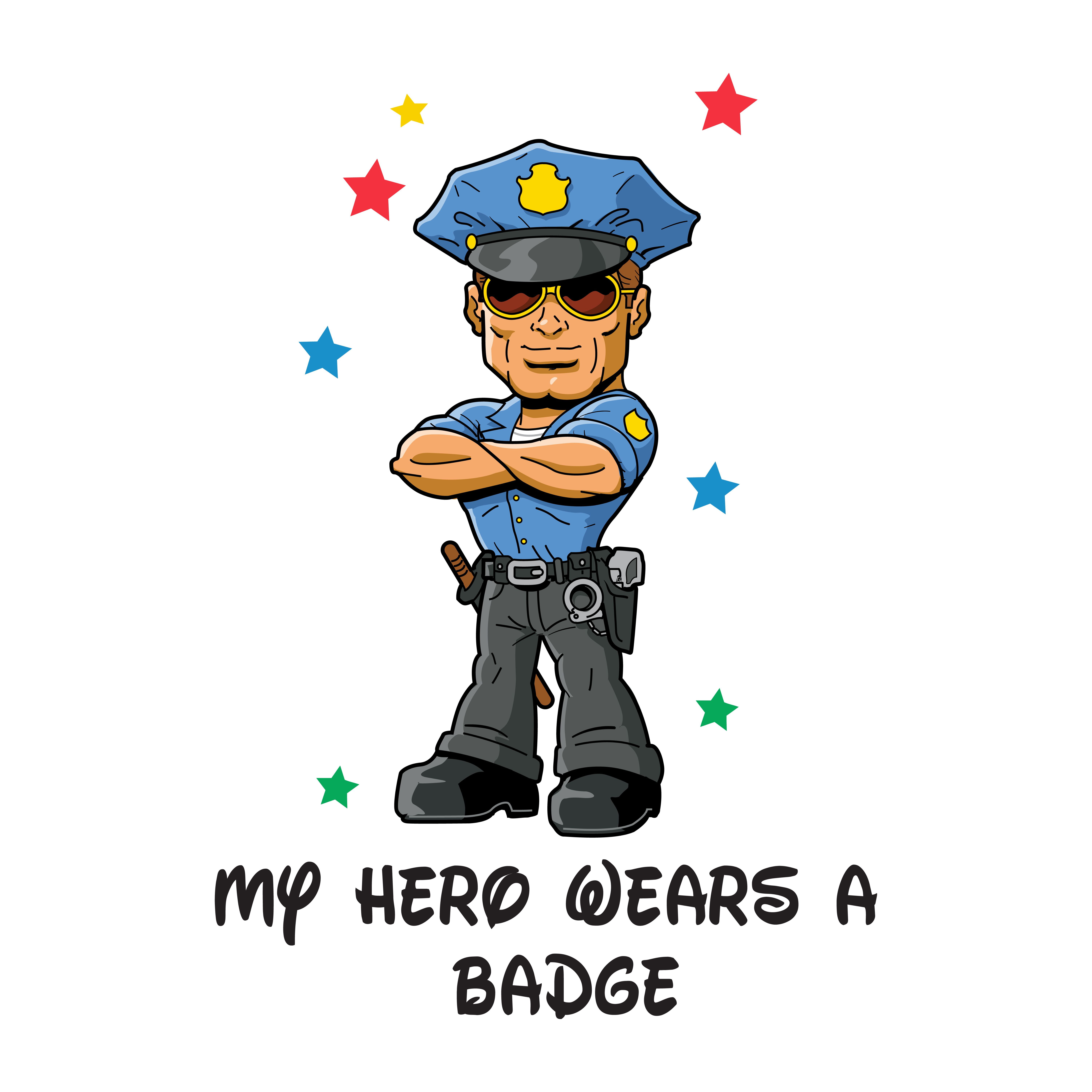 Cartoon Wall Decals for Boy's Bedroom Police Officer Standing with