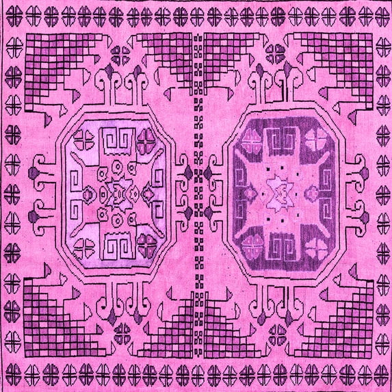 Ahgly Company Indoor Square Abstract Pink Modern Area Rugs, 7' Square