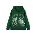 thumbnail image 2 of FAROOT Women Jacket, Long Sleeve Oversized Plant Lettering Pattern Print Zip-Up Hooded Sweatshirt, 2 of 9