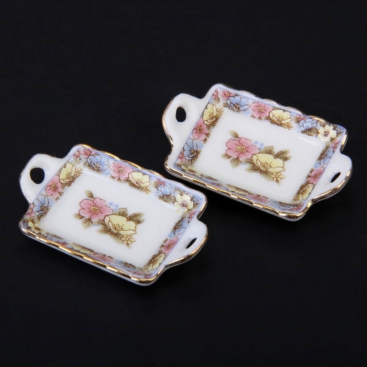 40pcs Dollhouse Miniature Tea Set Dining Ware Porcelain | Tea Set Dish Cup Plate - Floral Pot Set - image 2 of 8