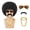 Black-1, variant on A 1970s disco-style African men's wig, complete with glasses, a necklace, a beard, and a wig cap. The naturally voluminous, short, curly synthetic wig is perfect for Halloween, Christmas, and cosplay