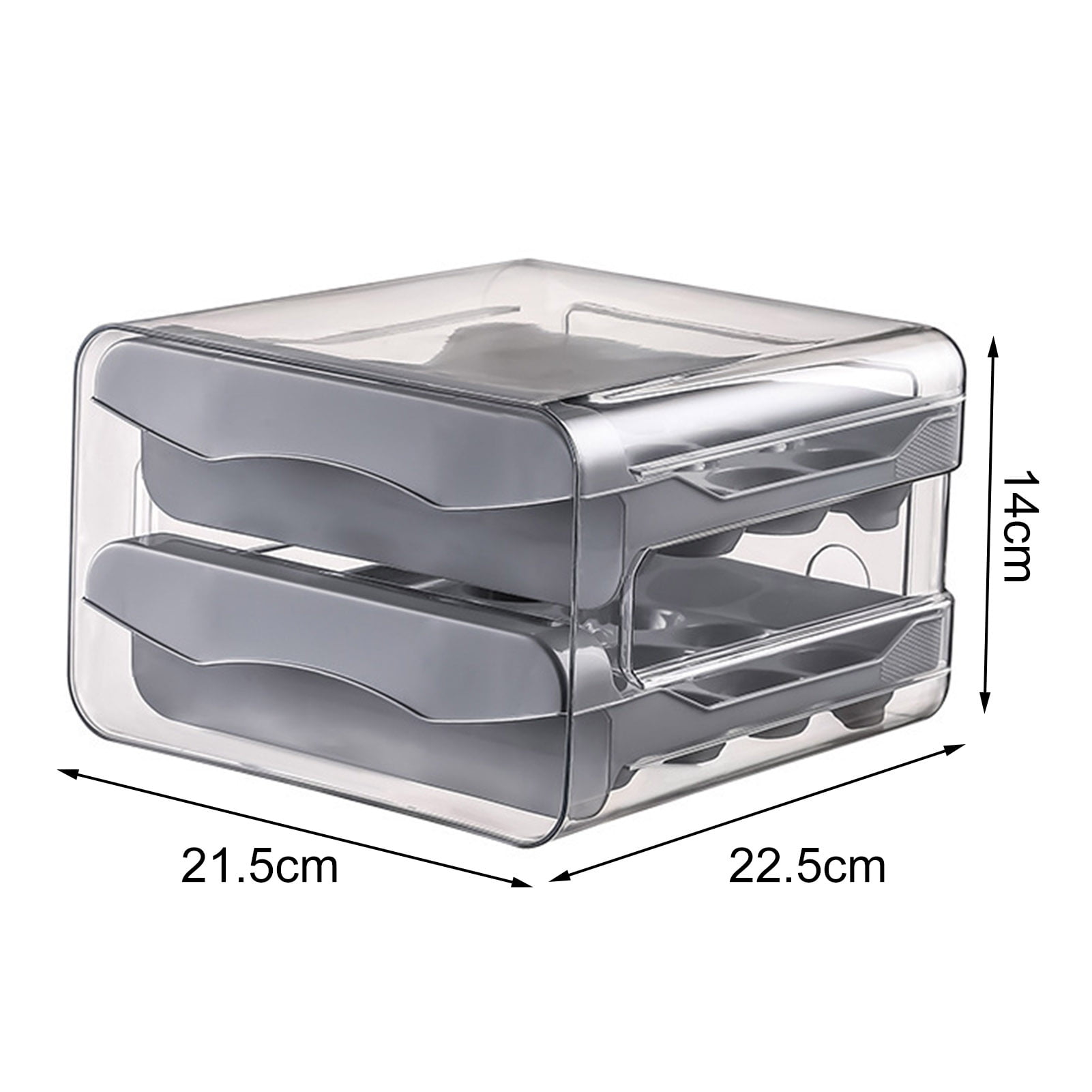 sunsanly Egg Storage Box Double Layers Transparent Visible 32 Grids Large Capacity Food Grade Pull Out Drawer Type Stable Stackable Kitchen Fridge Egg Container