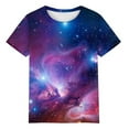 thumbnail image 4 of Womens Galaxy Space Print T-Shirts Short Sleeve Crewneck Graphic Tees Casual Summer Fashion Tops 2025, 4 of 5
