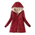 thumbnail image 2 of Up to 45% Off Women's Solid Plus Fleece Cotton Jacket Warm Lamb Fleece Top Coat Sweater Coat on Clearance, 2 of 7