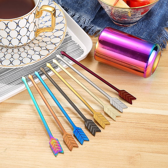 9 Pcs Stainless Steel Coffee Stir Sticks with Stirrers Holder, Metal Coffee Stirrer Reusable, Beverage Drink Cocktail Stirrer Swizzle Stirring Sticks - Silver