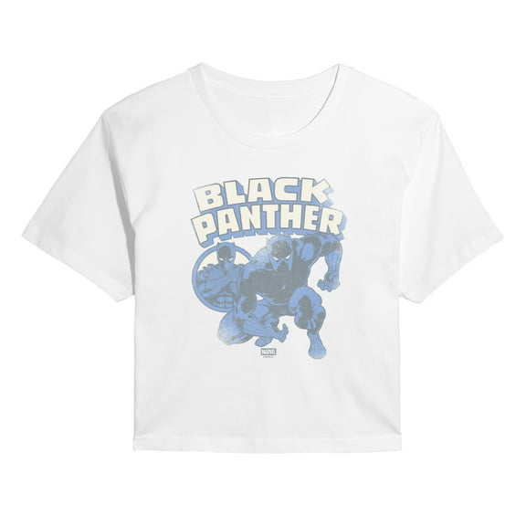 Marvel - Black Panther Faded Comic - Juniors Cropped Short Sleeve Graphic T-Shirt