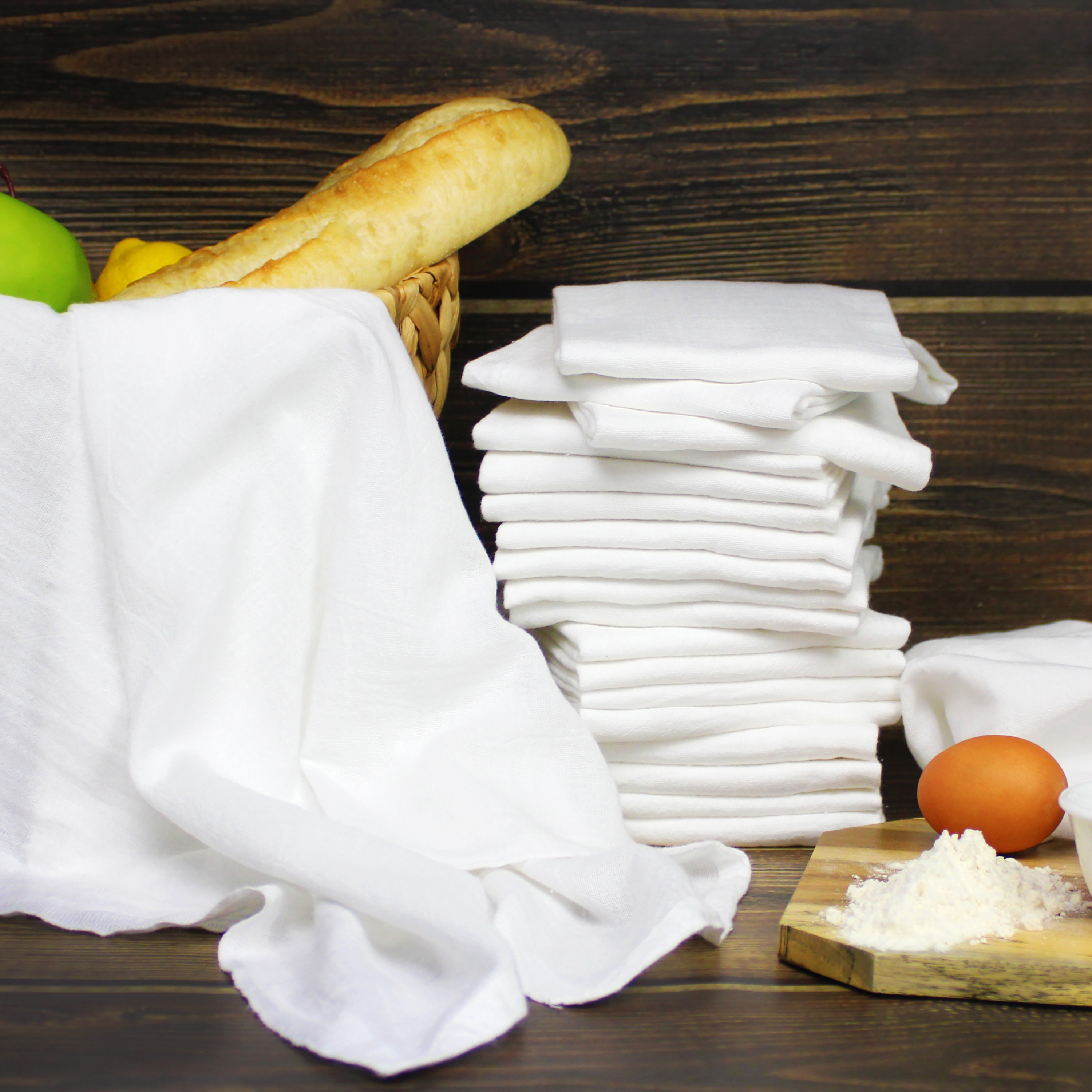 Mainstays 10-Piece Flour Sack Kitchen Towel Set, White - image 2 of 12
