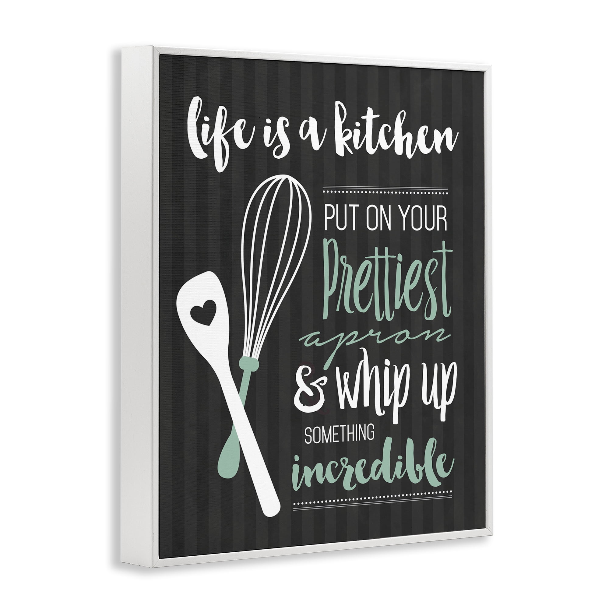 Life Is A Kitchen Motivational White Framed Giclee Art, design by Lettered and Lined