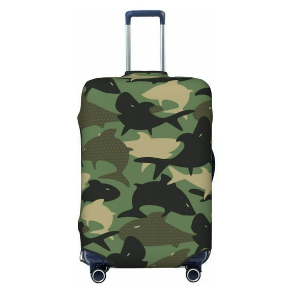 Naloa Camouflage Shark Elastic Suitcase Protector, Travel Suitcase Protector Cover Fits 18-32in Suitcase - Small