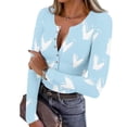 thumbnail image 2 of FDGIU Women’s Long Sleeve Henley Neck Shirt - Slim Fitted Ribbed Top for Going Out & Work Casual, 2 of 7