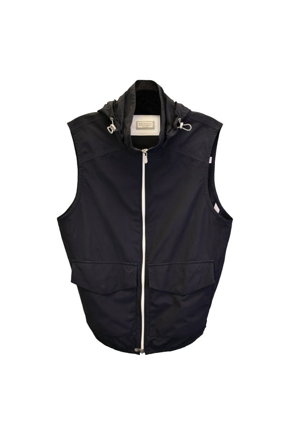 Pre-Owned Brunello Cucinelli Hooded Gilet in Black Nylon