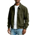 thumbnail image 3 of Men's Vintage Corduroy Fashionable Casual Long-Sleeve Pocket Jacket, Dark Green, Size L, 3 of 4