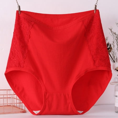 GENGING Panties for Women Women s Solid Lace Plus Size Hipster for Women Underwear High Waist Leak Proof Cotton Crotch Shorts Underwear Panties