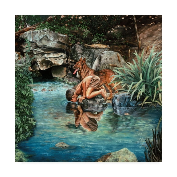 Trademark Fine Art 'Sharing The Water' Canvas Art by Les Ray