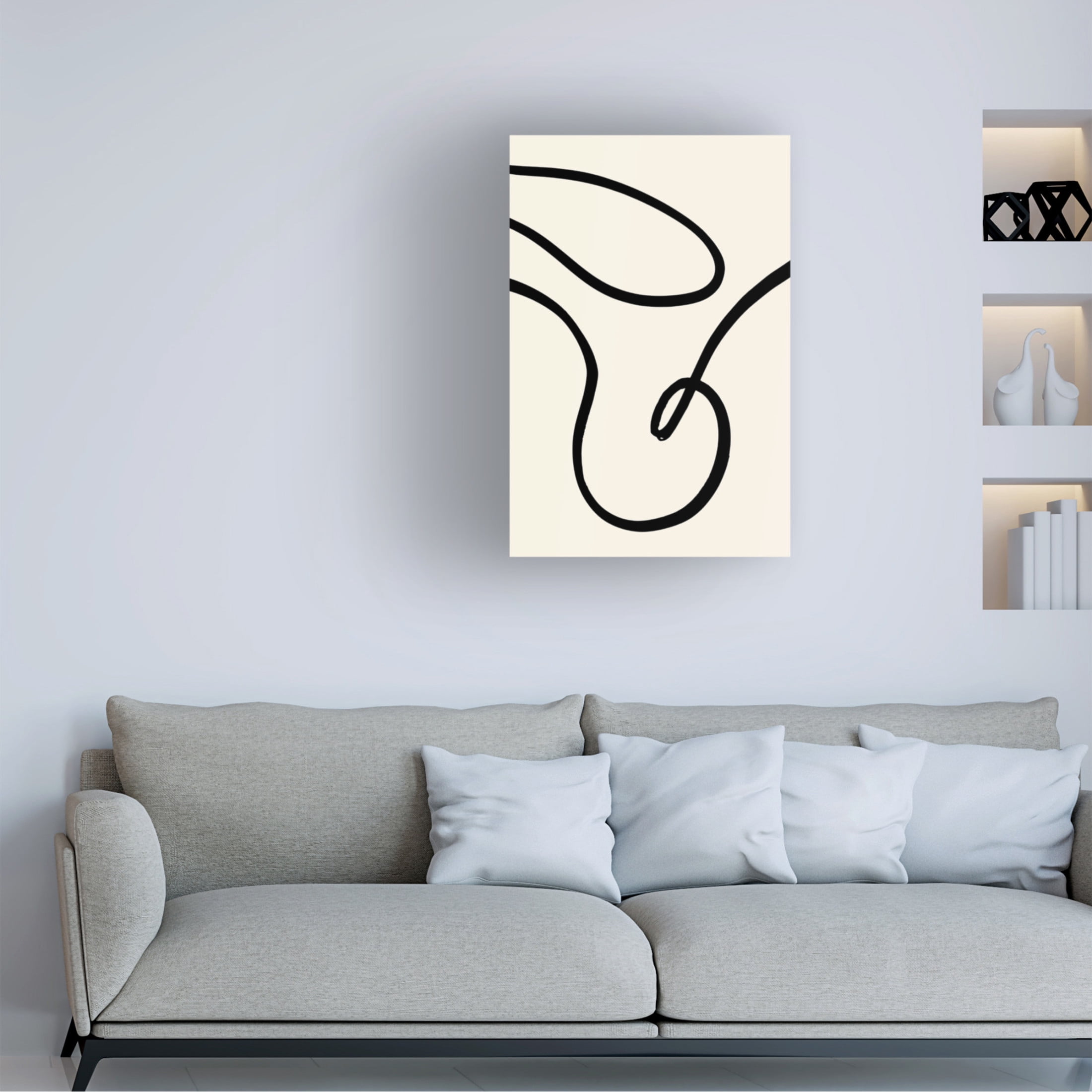 Canvas Wall Art - Pictufy Studio 'Black Lines 02' Wall Art for Living Room, Bedroom, or Office Décor by Trademark Fine Art - 16 x 24 Inches