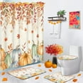 thumbnail image 2 of Fall Shower Curtain Sets with Toilet Lid Cover and Non-Slip Rugs, Vintage Pumpkins Maple Leaves Autumn Thanksgiving 4 Pcs Shower Curtains for Bathroom Decor Accessories, 2 of 8