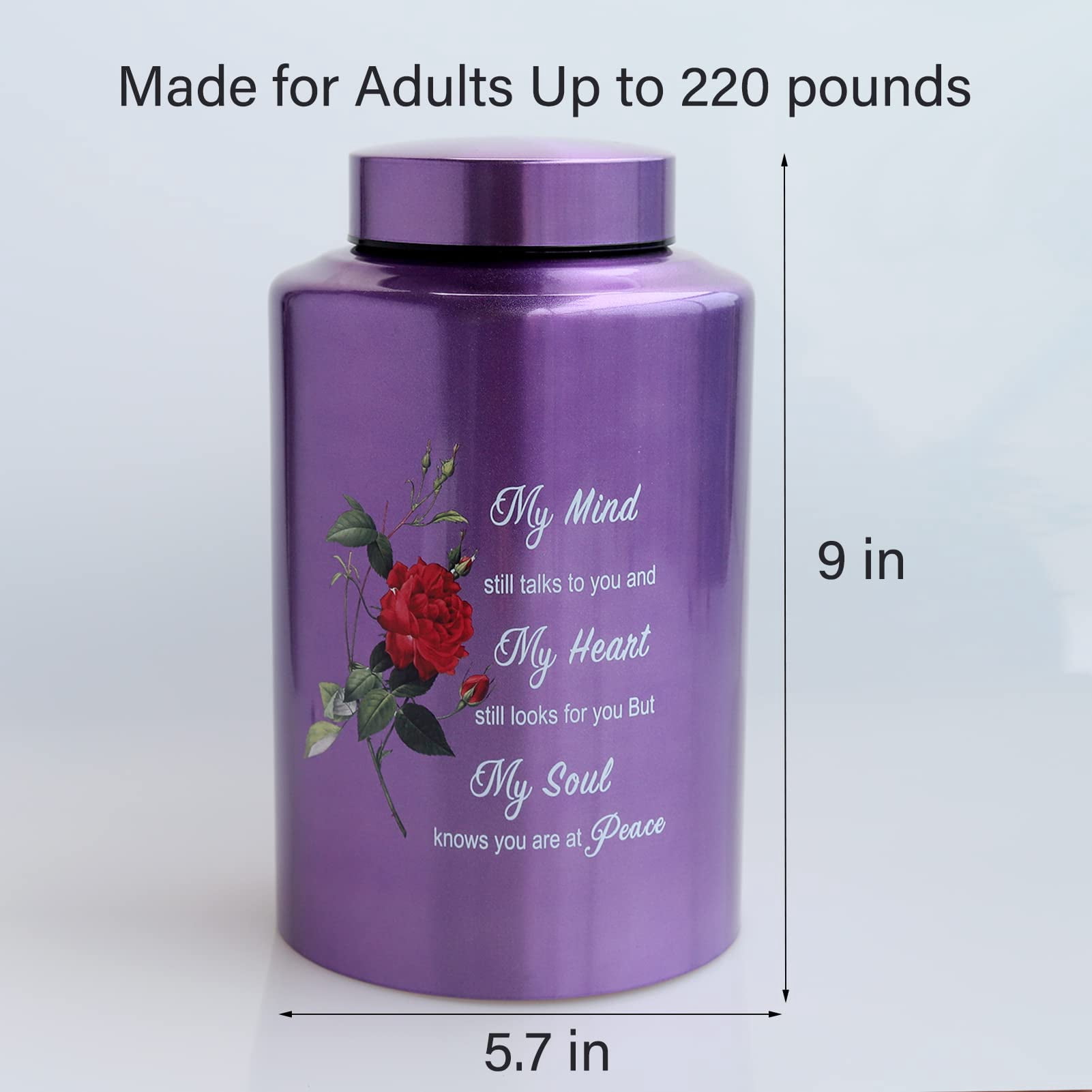 Up to 200 lbs Large Urns for Adult Human Cremation Urn Ashes Decorative Urn for Human Ashes with Rose Urn with Velvet Bag