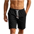 thumbnail image 4 of Men's Casual Summer Shorts Elastic Waist Drawstring Lightweight Cotton Linen Beach Lounge Wear with Side Pockets Comfortable Everyday Relaxed Fit Bottoms, 4 of 6