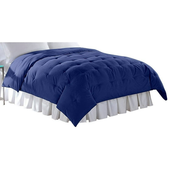 HGMart Quilt Luxe Twill Down Alternative Comforter, Full/Queen, Navy