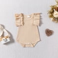 thumbnail image 5 of TOWED22 Newborn Baby Girl Clothes Daisy Print Shorts Sleeve Romper Ruffle Bloomer Shorts Headband Set Infant Summer Outfits(Beige,6-12 M), 5 of 9