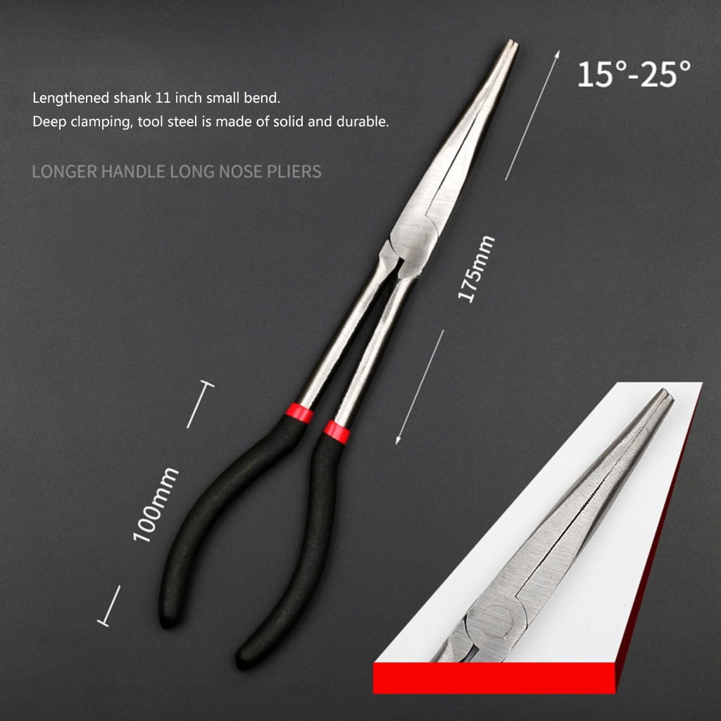 3Pcs 45/25 Degree Bent Extra Long Nose Pliers for Machinist Engineer Hand Tools