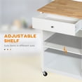 thumbnail image 4 of Knubmt Wood Top Kitchen Island with Drawer and Glass Door Cabinet, Rolling Kitchen Cart with Shelf and Towel Rack, White, 4 of 10