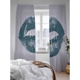 thumbnail image 3 of Sheer Curtains 108 Inches Long 2 Panels Set for Living Room, Teal Lip Semi Sheer Curtains for Windows, Kiss Love Grey Retro Art Voile Window Treatments Rod Pocket Curtain, 3 of 7