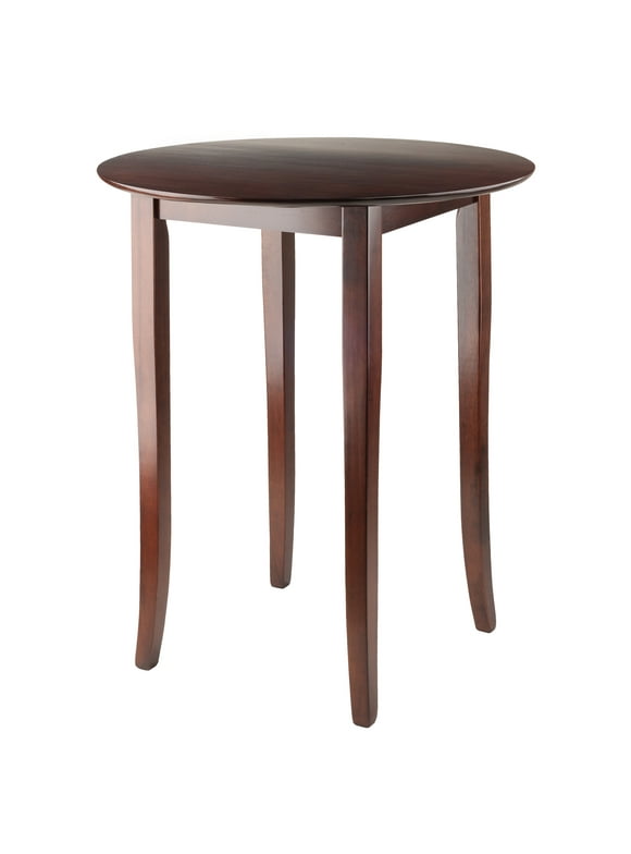 Winsome Fiona Round Transitional Solid Wood Pub Table in Antique Walnut