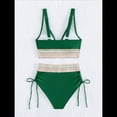 thumbnail image 4 of Bikini de 2 Piezas para Mujer, Traje de Baño de Cintura Alta con Cuello Halter, Color Verde Oscuro, Talla S, 4 of 7