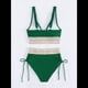 thumbnail image 4 of Bikini de 2 Piezas para Mujer, Traje de Baño de Cintura Alta con Cuello Halter, Color Verde Oscuro, Talla M, 4 of 7