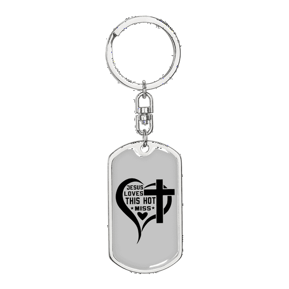 Jesus Loves This Stainless Steel or 18k Gold Premium Swivel Dog Tag Keychain