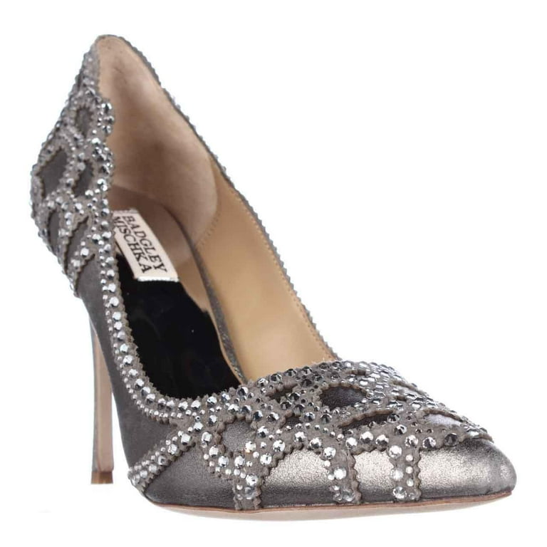 Womens Badgley Mischka Rouge II Embellished Dress Pumps Pewter