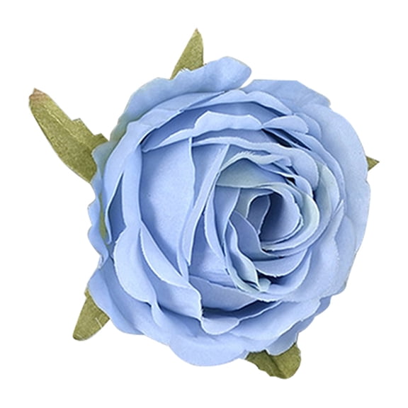 ZFSBZBS 1Pc Single Rose Flower Rose Flower Head Flower Artificial Flower Wedding Hall High End Corsage Hairpin Flower Headpiece,Light Blue,Snow Mountain Rose Head