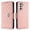 Coralpink, variant on for Samsung Galaxy S23 Wallet Case, Elegant Card Holder Cash Slot PU Leather Kickstand Wrist Strap Wallet Shockproof Protective Flip Women Girls Case Cover for Samsung Galaxy S23, White
