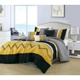 thumbnail image 2 of Chezmoi Collection 7-Piece Turmeric/Black/Silver Gray/White Modern Stripe Zigzag Embroidery Comforter Set, California King, 2 of 9
