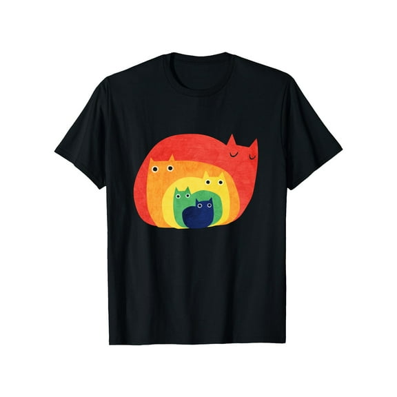 Men's Funny Cat Graphic T-Shirt  Black Casual Cotton Crew Neck Short Sleeve Tee  Black S-5XL 100 Cotton T Shirt Mens Rainbow Cats Design Top Playful Humorous Design Comfortable Breathable Crew Neck S