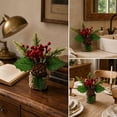 thumbnail image 4 of Artificial Mini Potted Poinsettia Arrangement Christmas Tabletop Plant Decor Holiday Home Accent Design A, 4 of 6