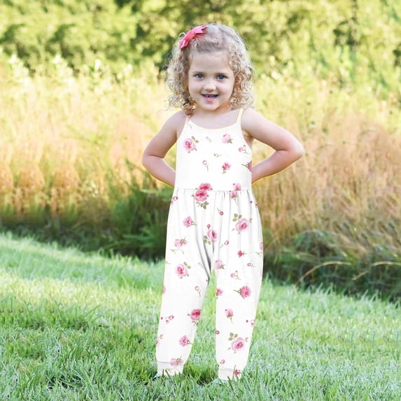Auroural toddler girl clothes 5t jumpsuit for toddler girls Toddler Girls Kids Bowknot Printing Jumpsuit Playsuit Strap Romper Summer Outfits Clothes summer jumpsuit for girls